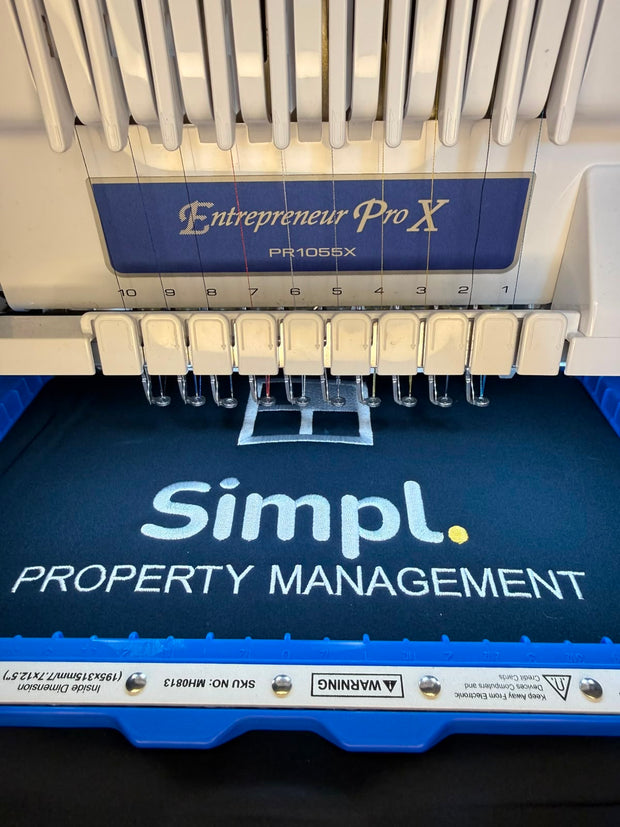 Premium large back logo embroidery for uniforms