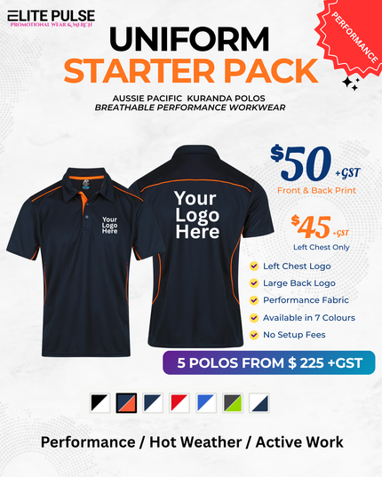 Kuranda Workwear Polos – 5 Pack (Custom Printed)