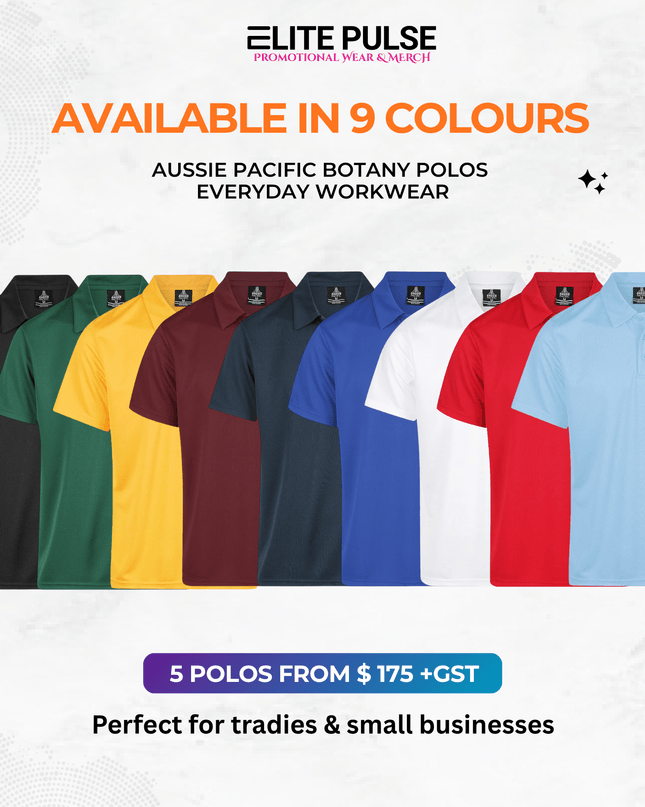 Botany Workwear Polos – 5 Pack (Custom Printed) - ElitePulse Custom Apparel & Merch