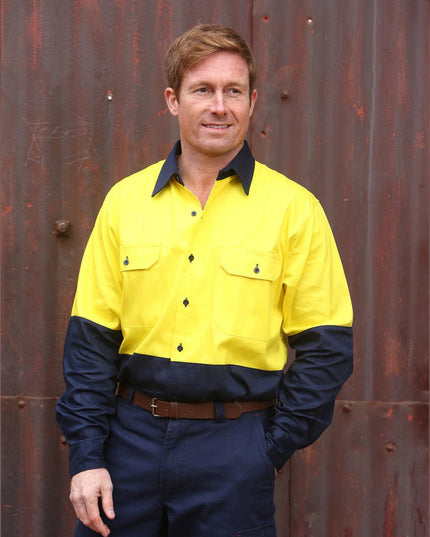 Cotton Drill Long Sleeve Safety Shirt - ElitePulse Custom Apparel & Merch