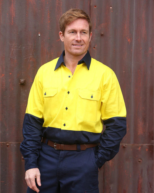 Cotton Drill Long Sleeve Safety Shirt - ElitePulse Custom Apparel & Merch