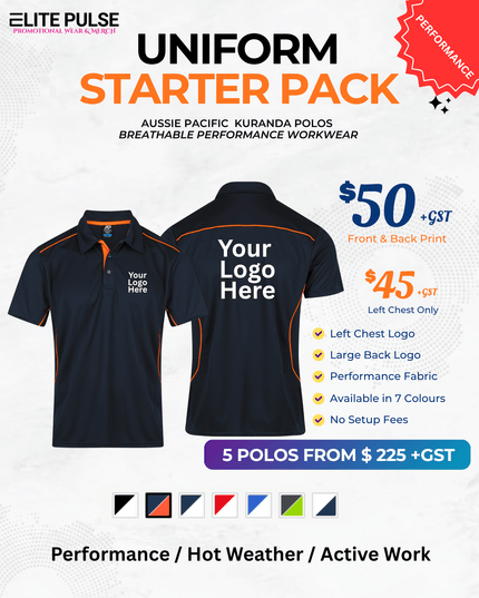 Kuranda Workwear Polos – 5 Pack (Custom Printed) - ElitePulse Custom Apparel & Merch