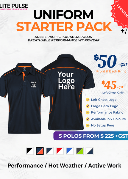 Kuranda Workwear Polos – 5 Pack (Custom Printed) - ElitePulse Custom Apparel & Merch