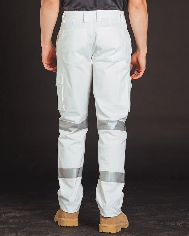 Mens White Safety Pants with BioMotion Tape - ElitePulse Custom Apparel & Merch