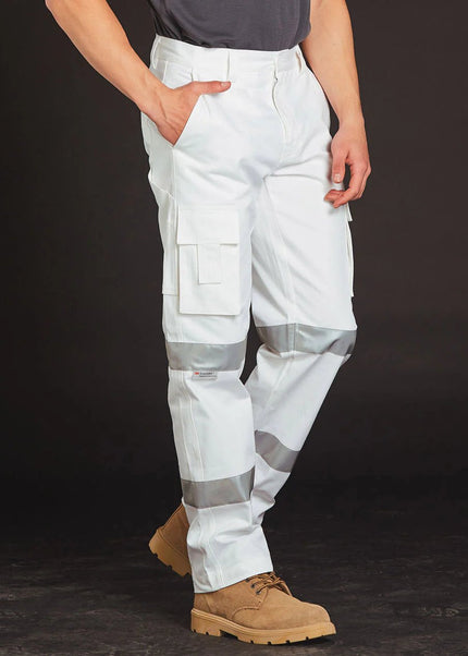 Mens White Safety Pants with BioMotion Tape - ElitePulse Custom Apparel & Merch