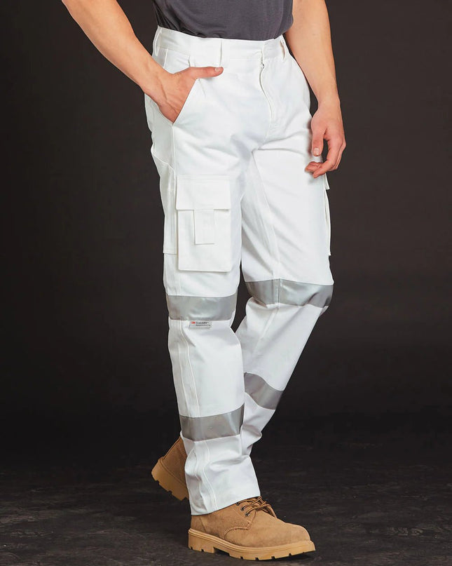 Mens White Safety Pants with BioMotion Tape - ElitePulse Custom Apparel & Merch