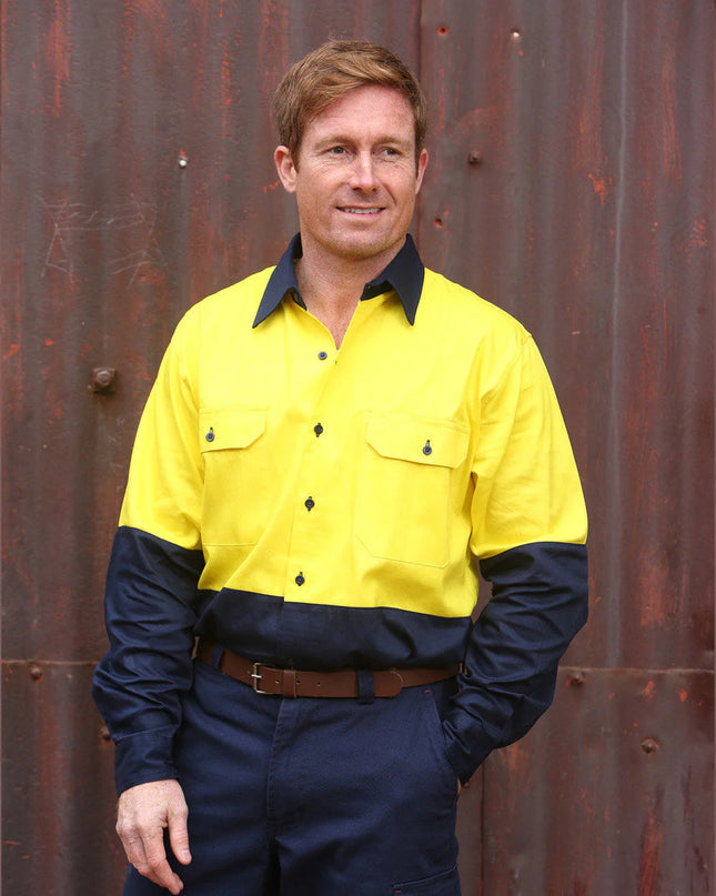 Cotton Drill Long Sleeve Safety Shirt