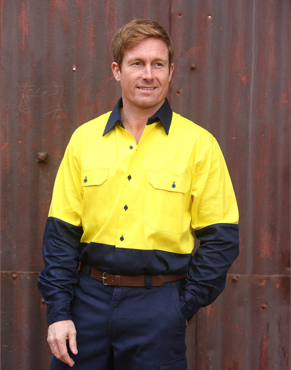 Cotton Drill Long Sleeve Safety Shirt