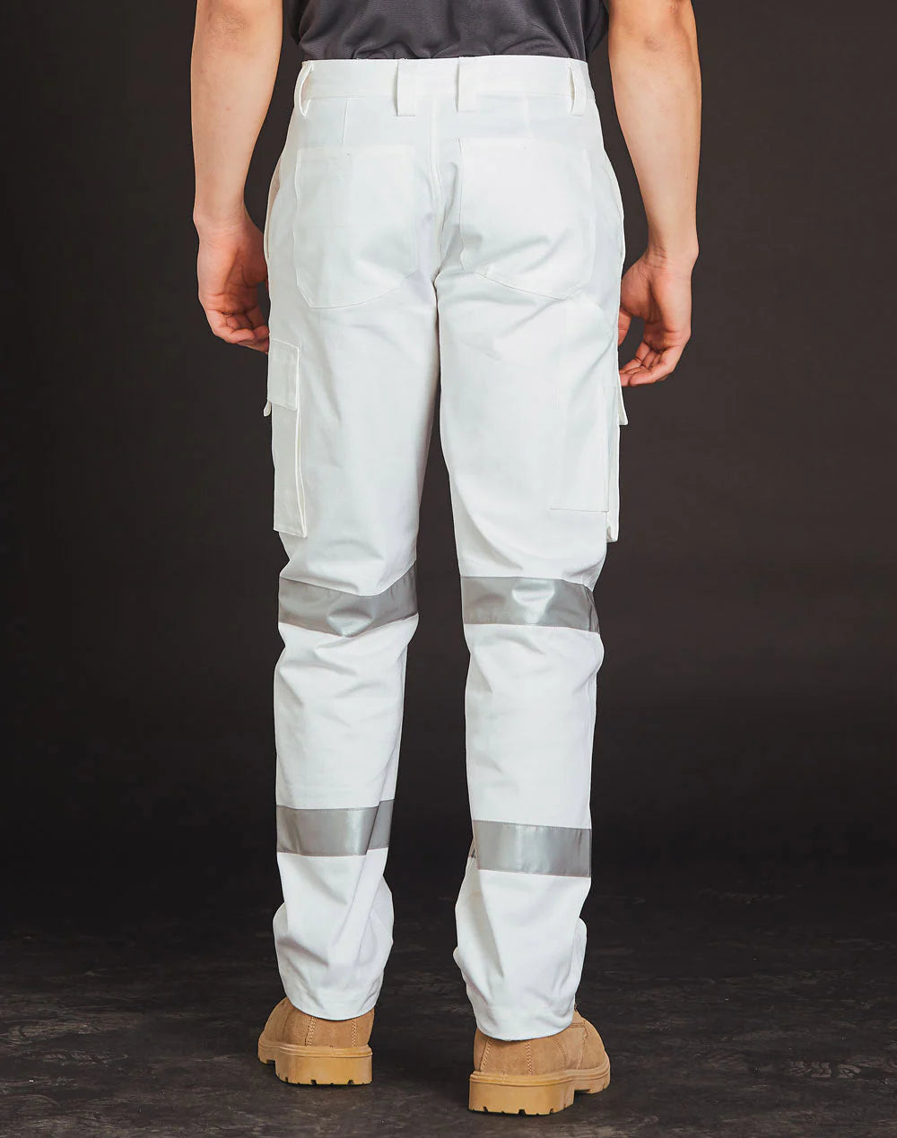 Mens White Safety Pants with BioMotion Tape