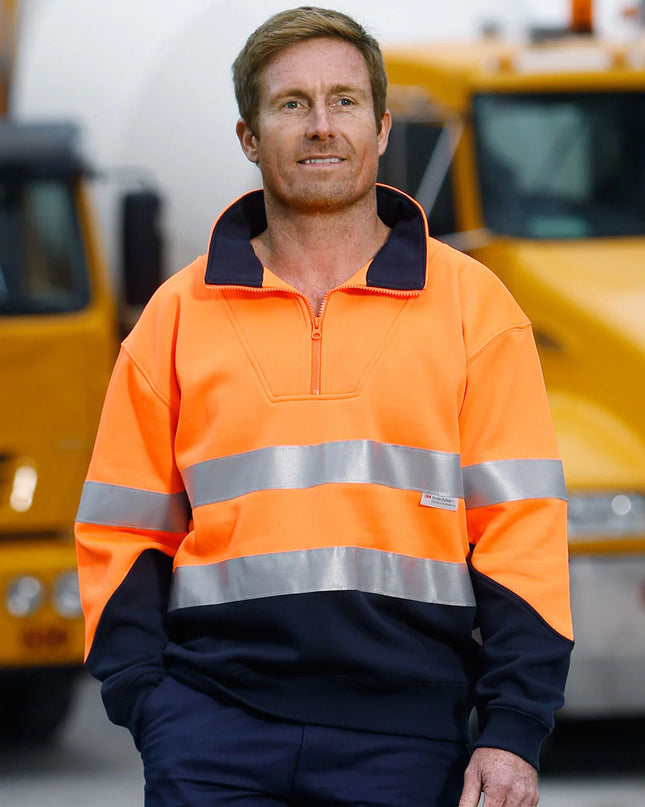 HI-VIS Long Sleeve Fleece with Collar & 3M Reflective Tape