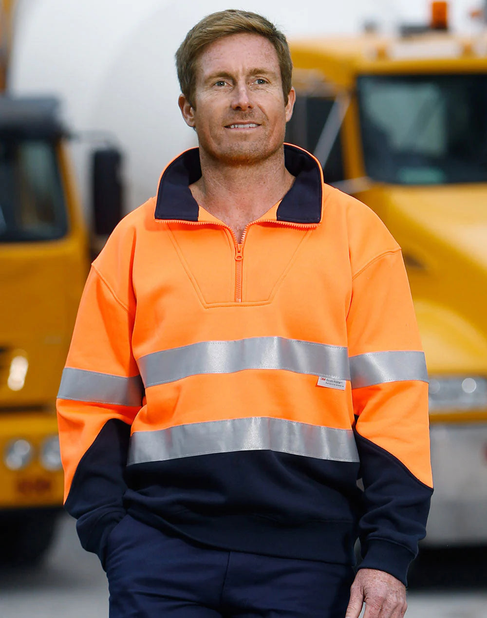 HI-VIS Long Sleeve Fleece with Collar & 3M Reflective Tape