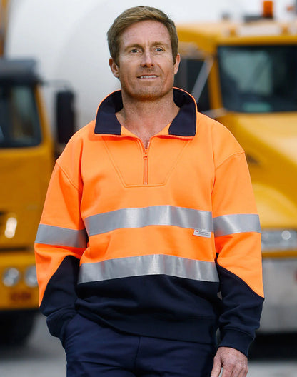 HI-VIS Long Sleeve Fleece with Collar & 3M Reflective Tape