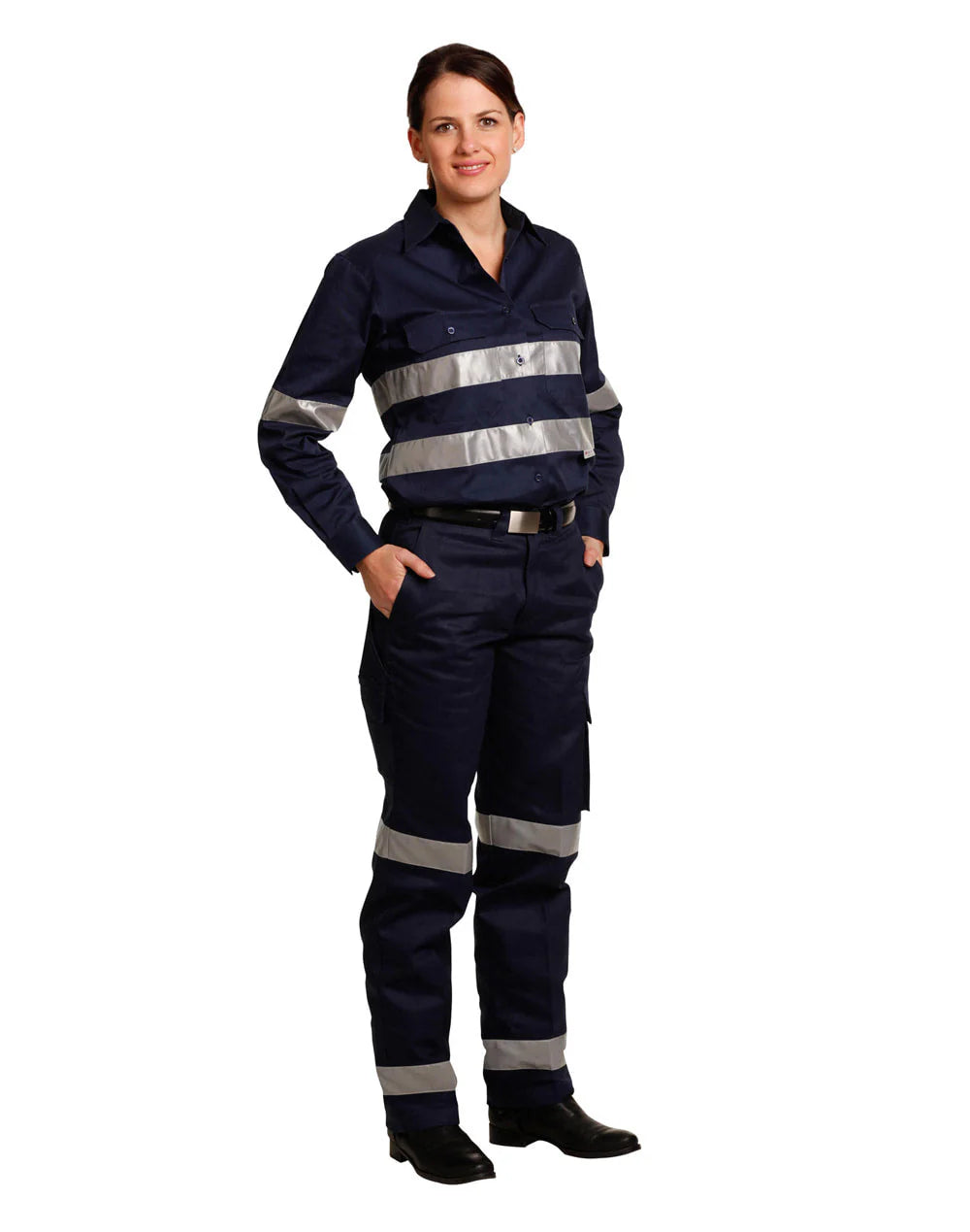 Ladies Heavy Cotton Drill Carg Pants with 3M Tape