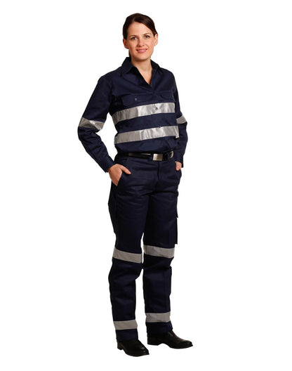 Ladies Heavy Cotton Drill Carg Pants with 3M Tape